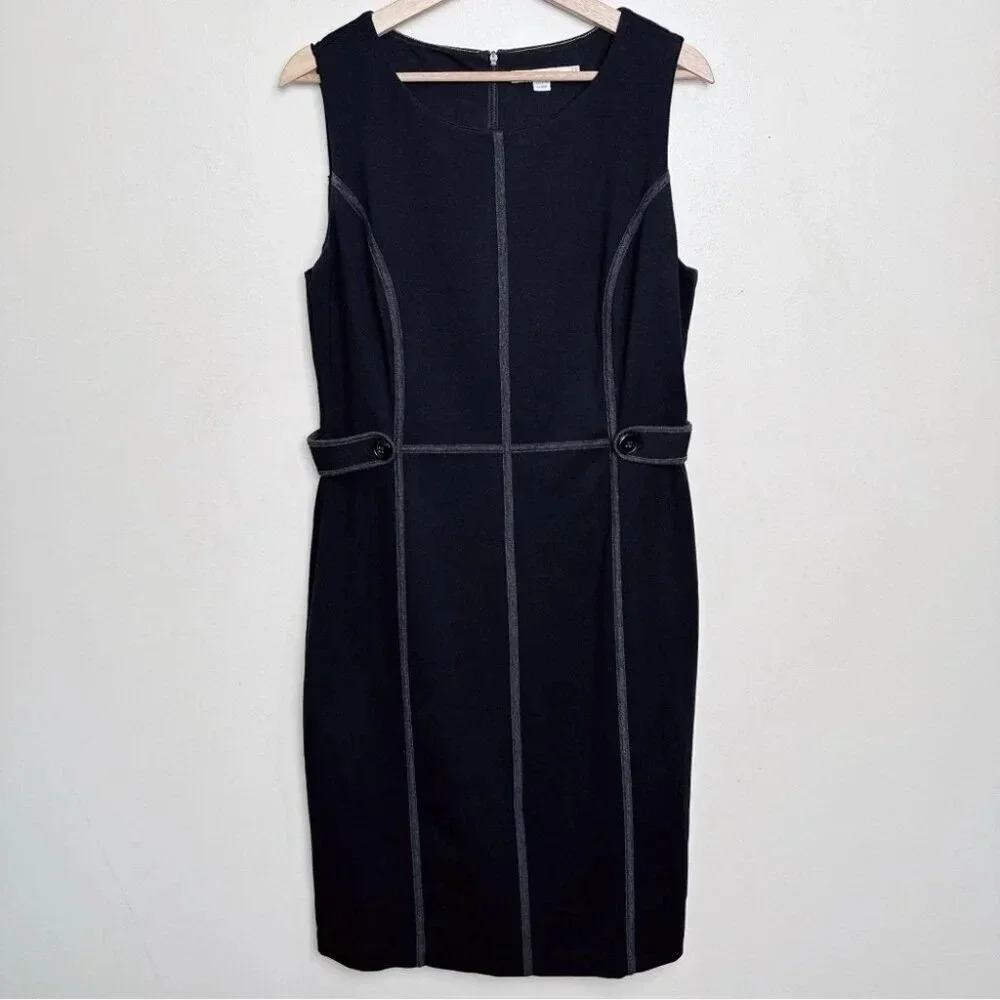 Boden Womens 12L Holborn Buttons  Shift Dress Black Color